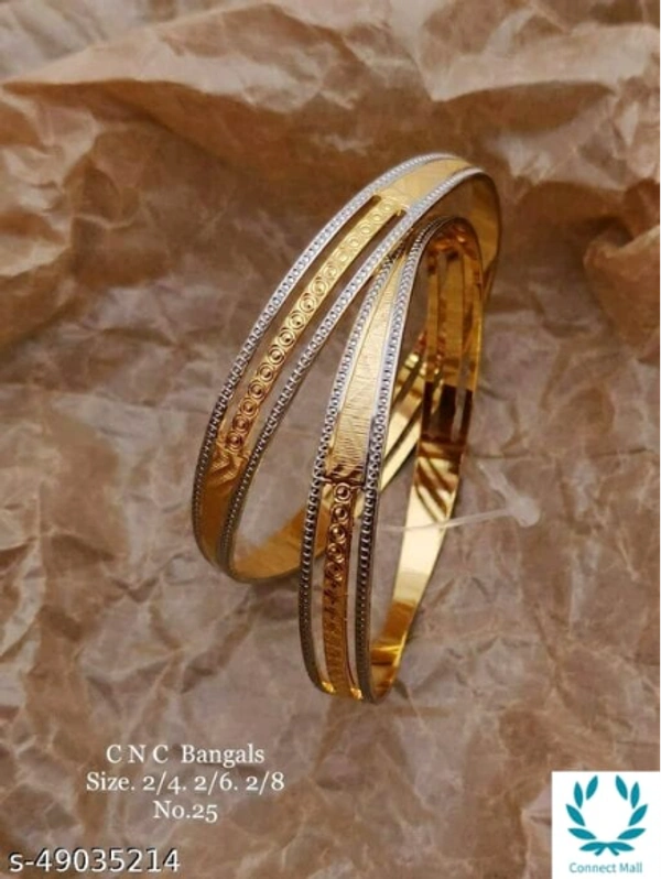 Beautiful Bangles Combination of Sliver and Gold Plating - 2.6
